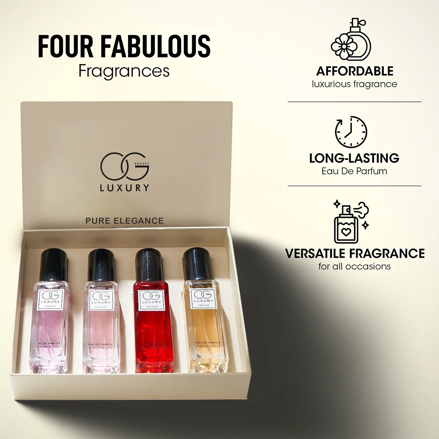 OG Beauty Luxury Pure Elegance Eau De Parfum Gift - (4 Pc / Set / 20 ML) OG Beauty Luxury Pure Elegance Eau De Parfum Gift - (4 Pc / Set / 20 ML)